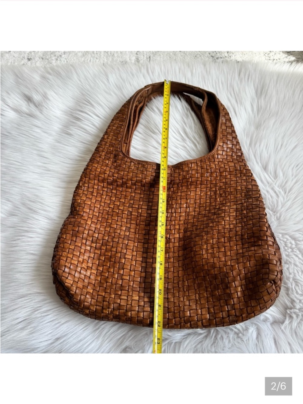 Woven Leather Hobo Bag - Brown - Picture 2 of 6